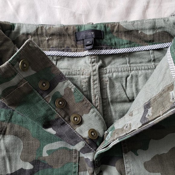 NWOT J. Crew High Rise Wide Leg Camo Pants (00) - Picture 4 of 11